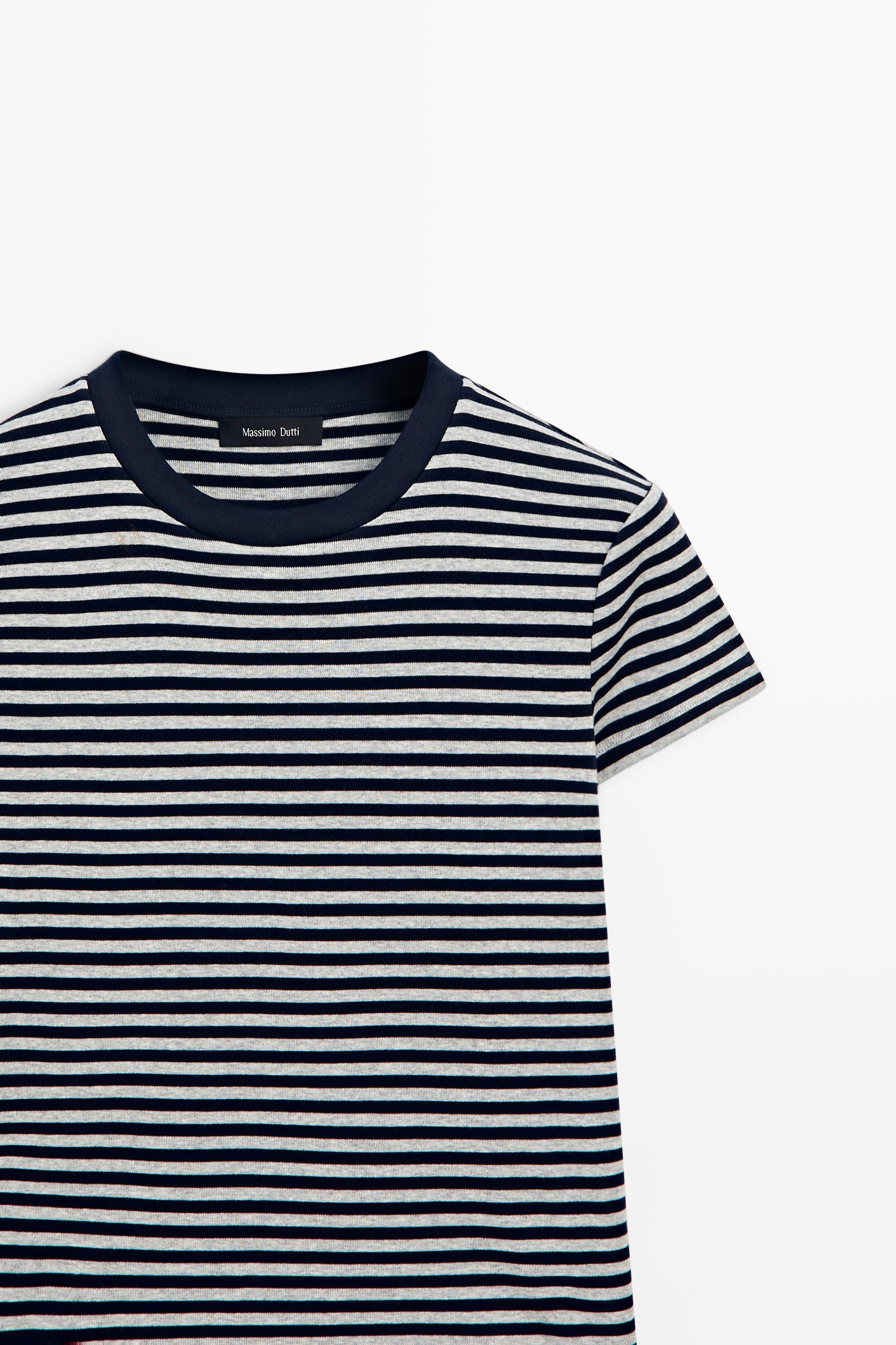 Ribbed striped short sleeve T-shirt